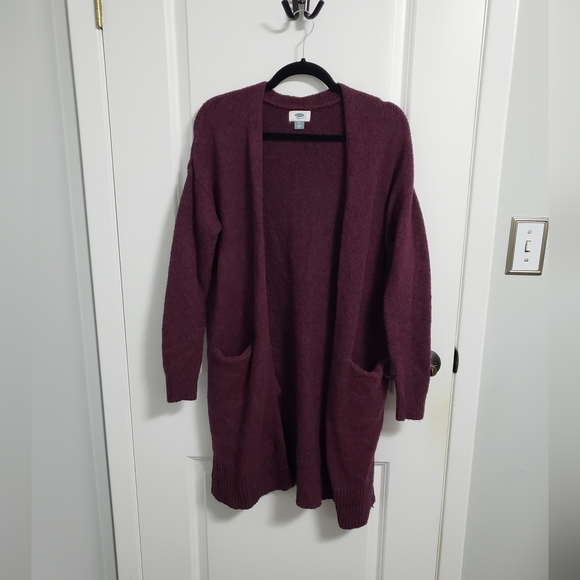 Old Navy Sweaters - OLD NAVY Burgundy Open Long Cardigan